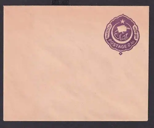 Asien Briefmarken Pakistan Ganzsache Umschlag 2 As. violett Südasien