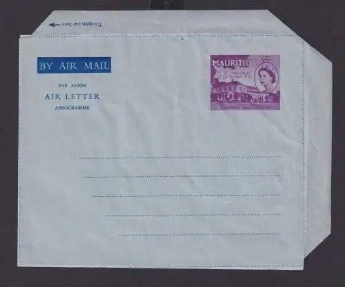 Mauritius Brief Ganzsache Aerogramm Air Letter 35 cents Queen Elisabeth