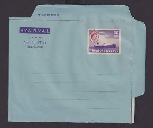 Singapur Malaya Asien Flugpost Air Letter Aerogramm Queen Eilsabeth 30 cents