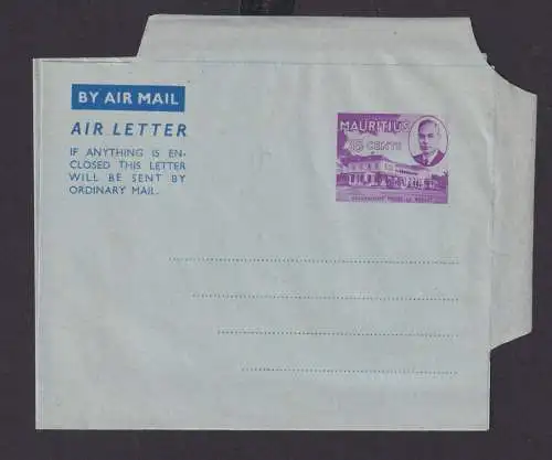 Mauritius Brief Ganzsache Aerogramm Air Letter 35 cents Gouvernment House