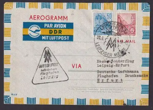 Flugpost Brief Air Mail DDR Privatganzsache Aerogramm +ZuF Lufthansa Leipzig BPA