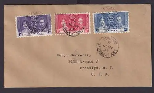 St. Vincent Britische Kolonien Karibik Brief Edinboro nach New York USA Krönung