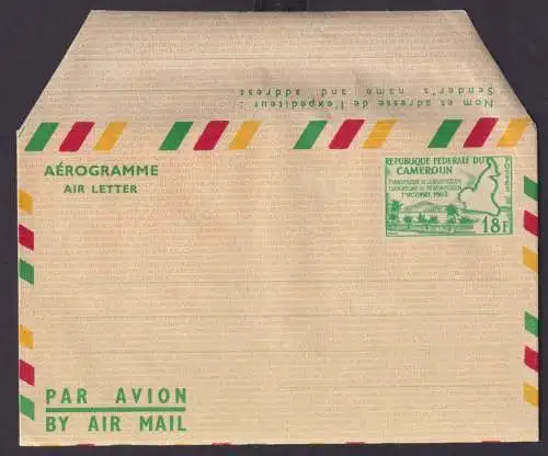 Afrika Kamerun Africa Cameroon Ganzsache Flugpost airmal aerogramm 18 F 1962
