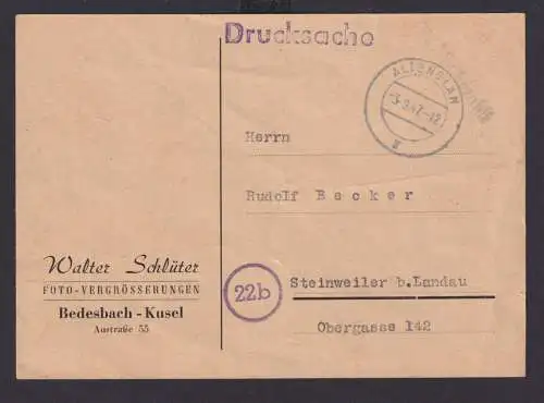 All. Besetzung Altenglan Gebühr bezahlt auf Drucksachen Postakrte n Steinweiler