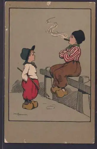 Ansichtskarte Künstlerkarte Sign. Ethel Parkinson Kinder Rauchen Stolz Druck &
