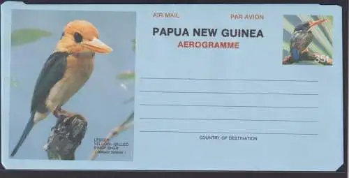 Papua Neuguinea New Guinea Ganzsache Aerogramm Vögel Birds Tiere Eisvogel