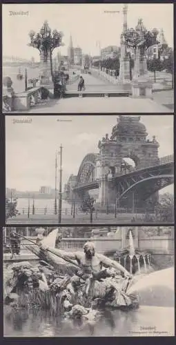 Ansichtskarte Lot Sammlung Düsseldorf Rheinbrücke Tritonengruppe Stadtgraben