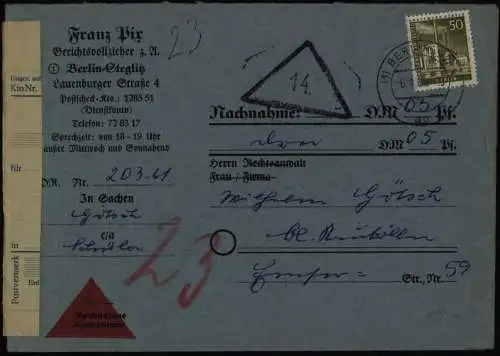 Berlin Nachnahme-Brief EF 150 Stadtbilder nach Neukölln 6.1.1961