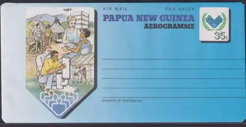 Papua Neuguinea New Guinea Ganzsache Aerogramm Internationale Freiwillige