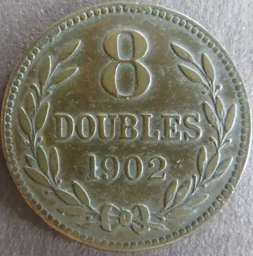 Münze Großbritannien - Guernsey 1902 - 8 Doubles Kupfer ss