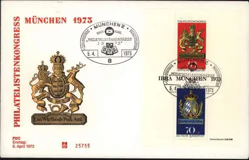 Bund Brief sehr dekorativer FDC Block 9 IBRA Philatelie Wappen Württemberg 1973