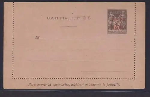 Madagaskar Frankreich Kolonien Ganzsache Kartenbrief 25 c mit rotem Aufdruck