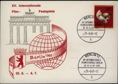 Berlin Sonderkarte XV. Film-Festspiele Berlin 1965 mit Motiv Brandenburger Tor
