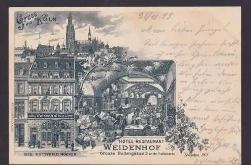 Litho Ansichtskarte Köln Gastronomie Hotel Weidenhof Bas. G. Nöcker Rheinbach