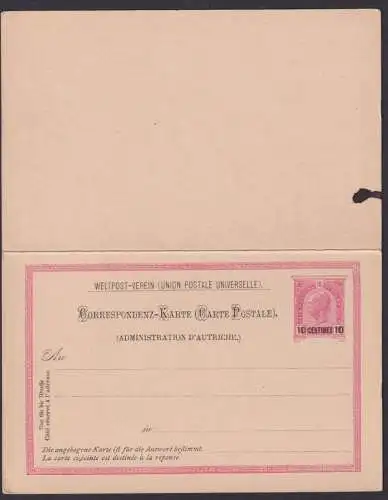 Levante Österreich Post Ganzsache Frage & Antwort P 21 Kat.-Wert 30,00
