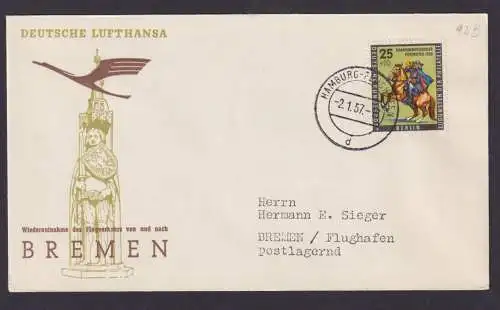 Bund Berlin Brief Flugpost Airmail Hamburg Bremen Deutsche Lufthansa