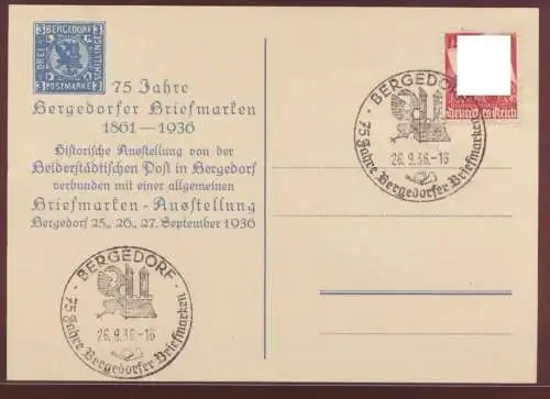 Philatelie Deutsches Reich Sonderkarte Sonderstempel Bergedorf 75 Jahre