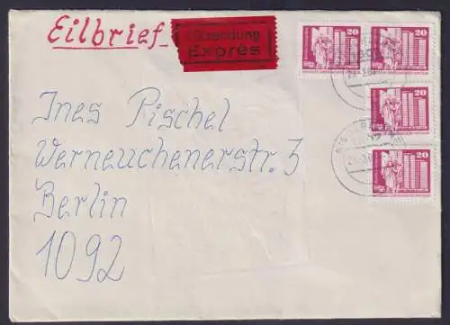 Bahnpost DDR Eilbrief MEF 20 Pfg. ab Niederlehme Königs Wusterhausen n Berlin
