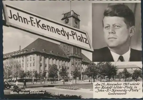 Ansichtskarte Berlin Kennedy Platz ehemals Rudolf-Wilde-Platz Rathaus Schönebeg