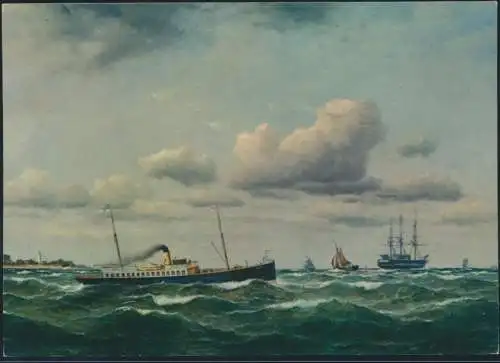 Ansichtskarte Künstler Franz von Hünten Postdampfer Stephan auf Ostsee 1881