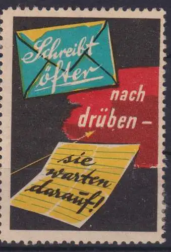 Post Postsache Vignette Cinderella Briefmarke Reklamemarke Schreib nach Drüben