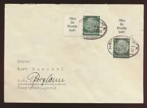 Bahnpost Deutsches Reich Zusammendruck Brief S 139 + W 66 Hindenburg Berlin