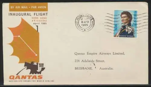 Flugpost airmail Hong Kong Brisbane Australien Cover Asia to Australia