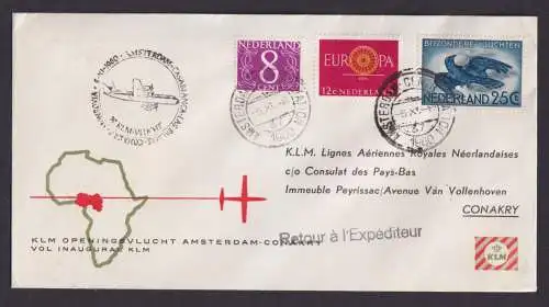 Flugpost Brief Air Mail Niederlande KLM Amsterdam Conakry Guinea Afrika
