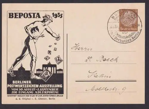 Deutsches Reich Privatganzsache Philatelie BEPOSTA Briefmarken Ausstellung selt.