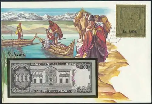 Geldschein Banknote Banknotenbrief Bolivien 1990 schön und exotisches Motiv