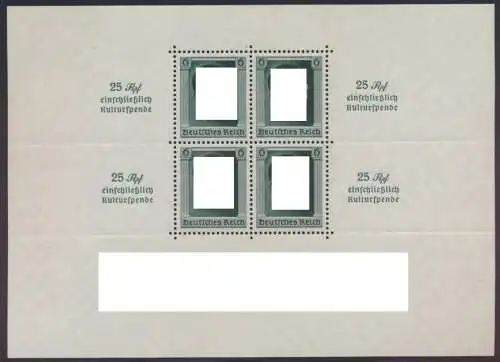 Deutsches Reich Block 9 Kulturspende postfrisch MNH Kat-Wert 320,00