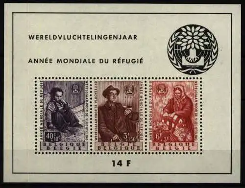 Belgien Block 26 Weltflüchtlingsjahr 1960 postfrisch MNH Belgie Belgique 75,00