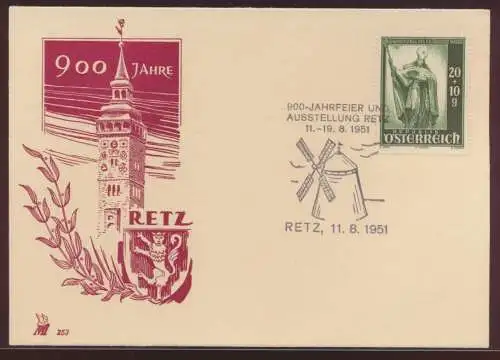 Österreich Retz Salzburg Dom Hl. Rupert EF 885 Aisstellung Windmühle Sonderkarte
