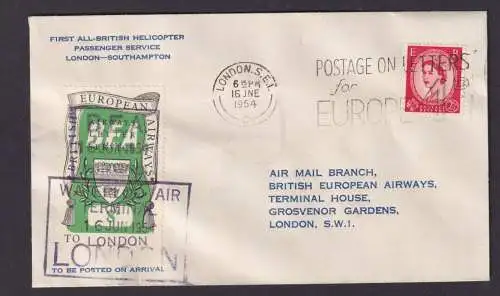 Helikopter Flugpost Brief Air Mail British Airways mit selt. Vignette London