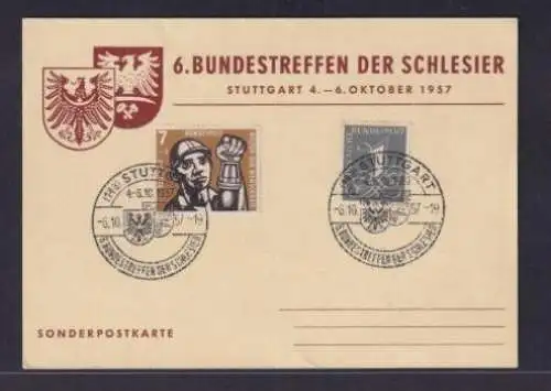 Bund Bundestreffen Schlesier Schlesien SST Stuttgart auf Sonderkarte 6.10.1957
