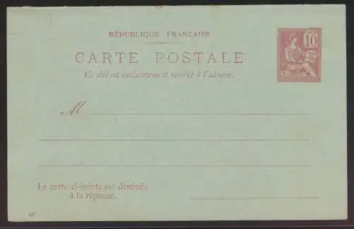 Frankreich Ganzsache Postkarte P 15 10c Frage & Antwort Kat.-Wert 70,00