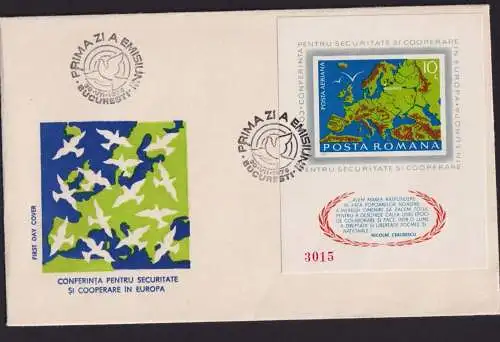 Rumänien Brief Block 125 Europa KSZE FDC 30.7.1975 Kat.-Wert 80,00 €