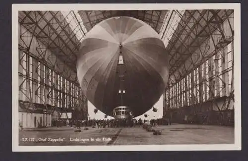 Zeppelin Ansichtskarte LZ 127 Einbringen in die Halle Friedrichshaven Heidenheim