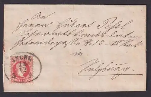 Österreich Brief EF 5 Kreuzer Kaiser Franz Joseph auf kompletten Brief