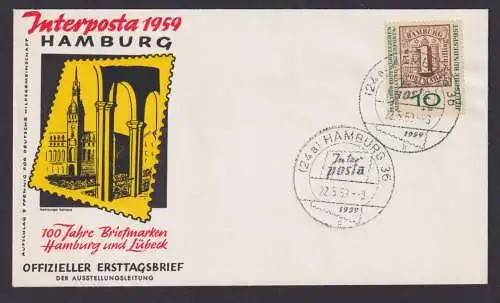 Bundesrepublik Brief attr. Frankatur selt. SST Philatelie Hamburg Interpost 1959