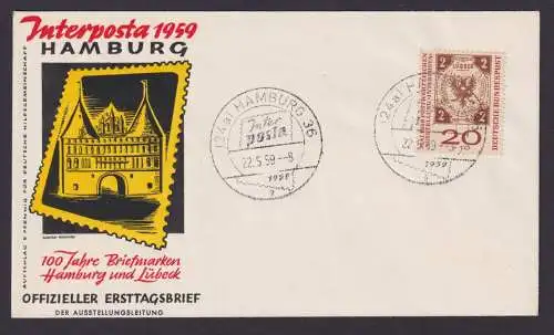 Bundesrepublik Brief attr. Frankatur selt. SST Philatelie Hamburg Interpost 1959