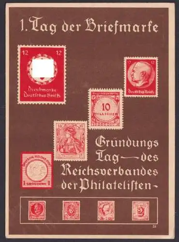 Berlin Deutsches Reich Privatganzsache 1. Tag d. Briefmarke Reichsverband d.