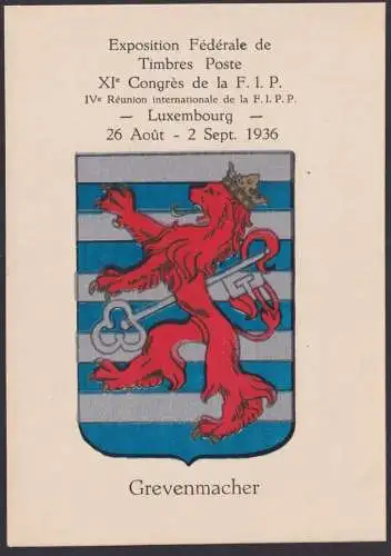 Grevenmacher Luxemburg Wappen Philatelie Briefmarken Ausstellung F.I.P Kongress