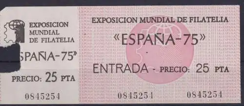 Spanien Philatelie Briefmarken Ausstellung Ticket Eintrittskarte ESPANA 1975