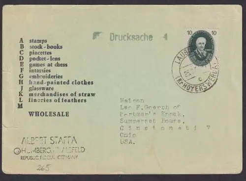 DDR Brief EF 265 Akademie Postkarte Destination Laubusch Kreis Hoyerswerda USA