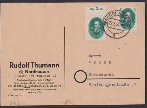 DDR MEF 262 Akademie Postkarte Reklame Rudolf Thumann Nordhausen Kat. 85,00