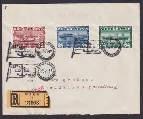 Österreich 639-641 Schiffspost Babenberg 100 Jahre D.D.S.G. R Brief Feldkirch