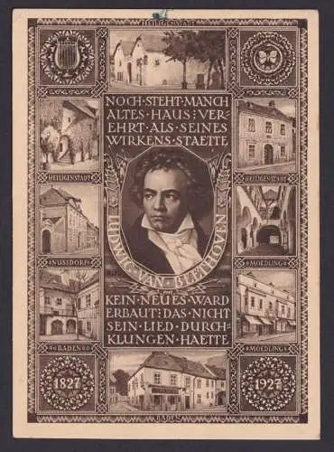 Österreich Ganzsache Beethoven Musik Komponist Sulz Röthis n. Dornbirn 4.5.1927
