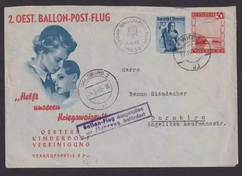 Flugpost Österreich Ganzsache 2. Ballon Post Helft Kriegswaisen R2...ausgefallen