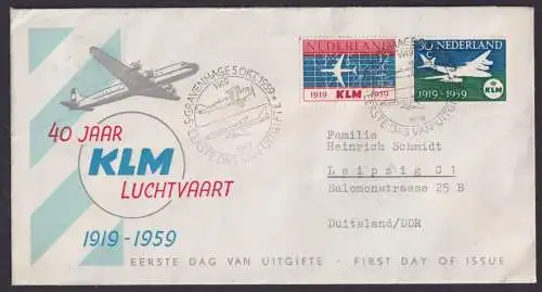 Flugpost Brief Air Mail Niederlande KLM Gravenhage Den Haag leipzig DDR